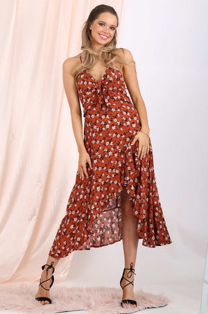 MISS PINKI Teagan high low ditsy maxi dress