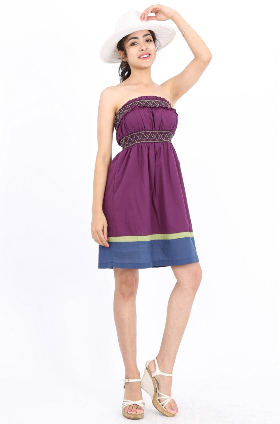 MISS PINKI Stella boob-tube dress in purple Embroidery dress mini dress casual dress summer dress sundress beach dress