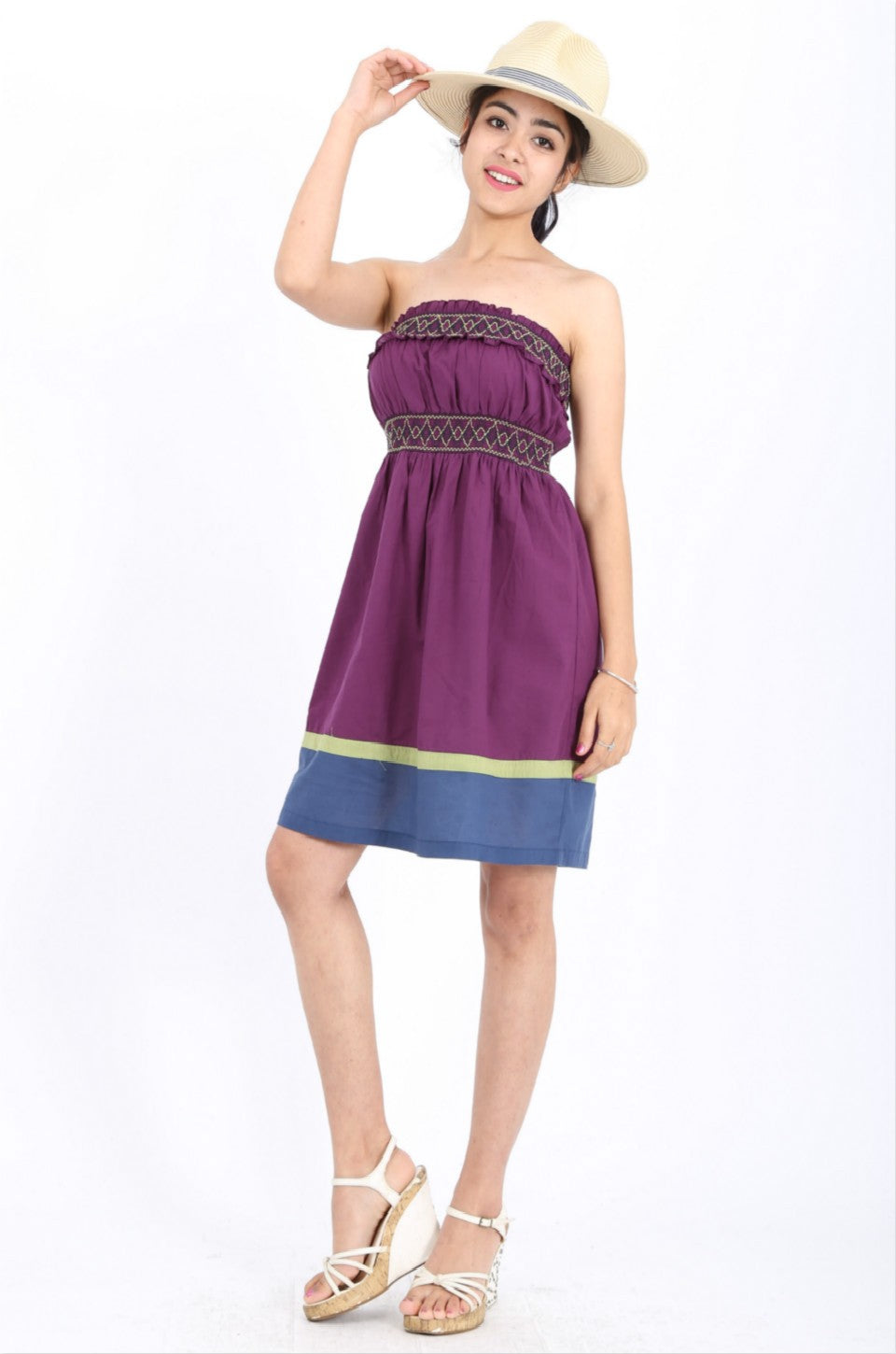 MISS PINKI Stella boob-tube dress in purple Embroidery dress mini dress casual dress summer dress sundress beach dress