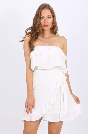 MISS PINKI Isabelle Ruffle dress in white