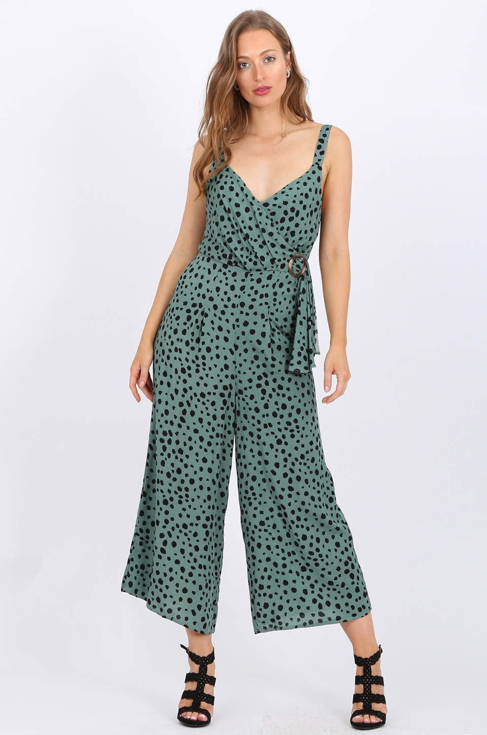 MISS PINKI Jade Jumpsuit in dalmatian print