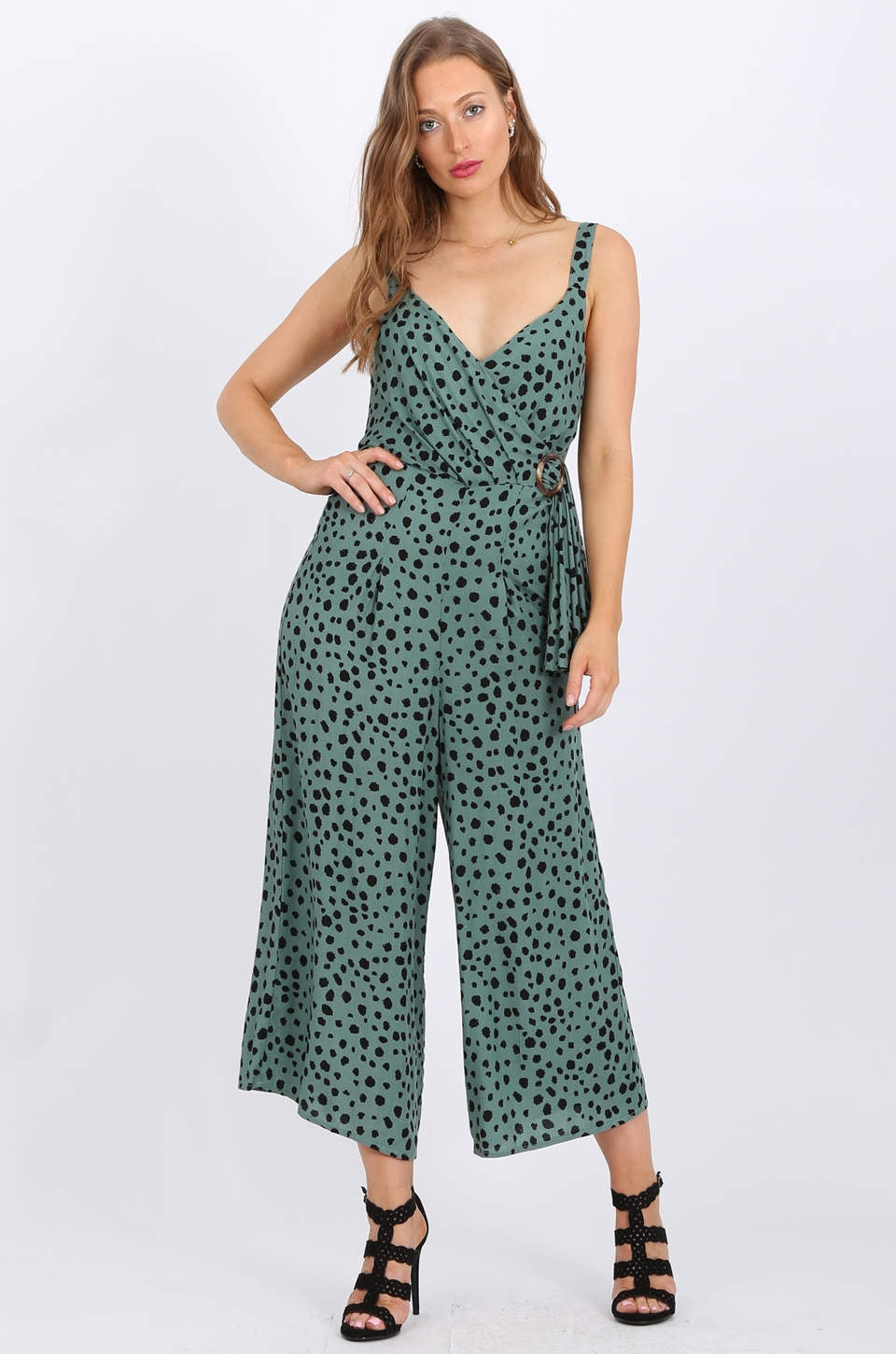 MISS PINKI Jade Jumpsuit in dalmatian print