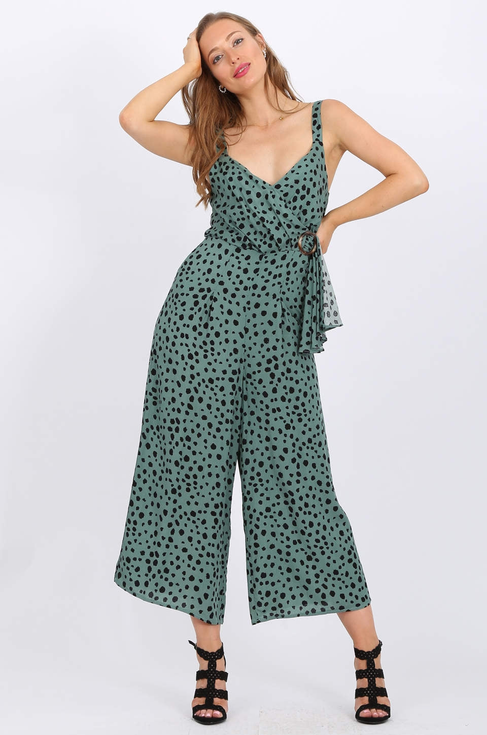 MISS PINKI Jade Jumpsuit in dalmatian print