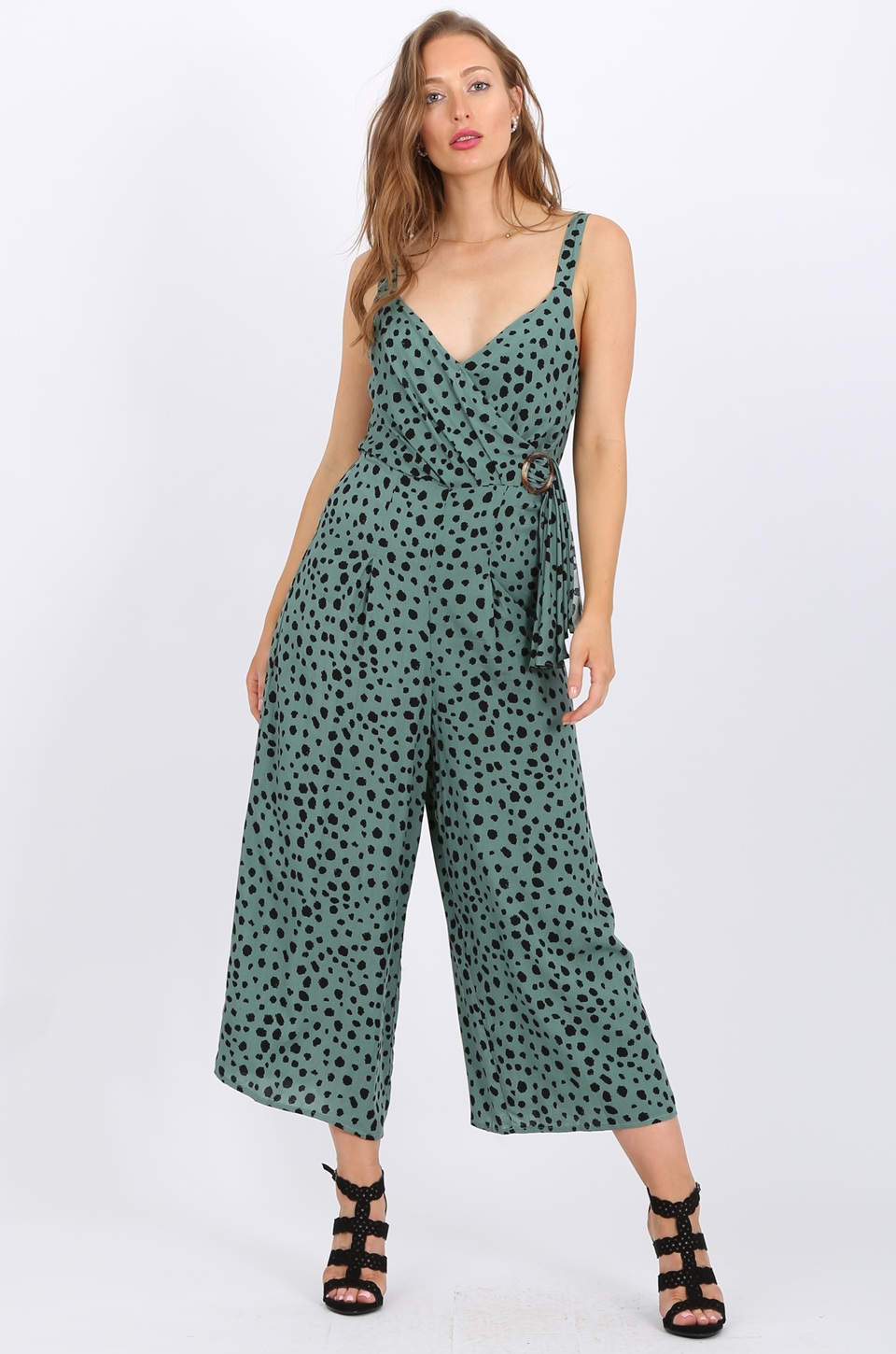 MISS PINKI Jade Jumpsuit in dalmatian print