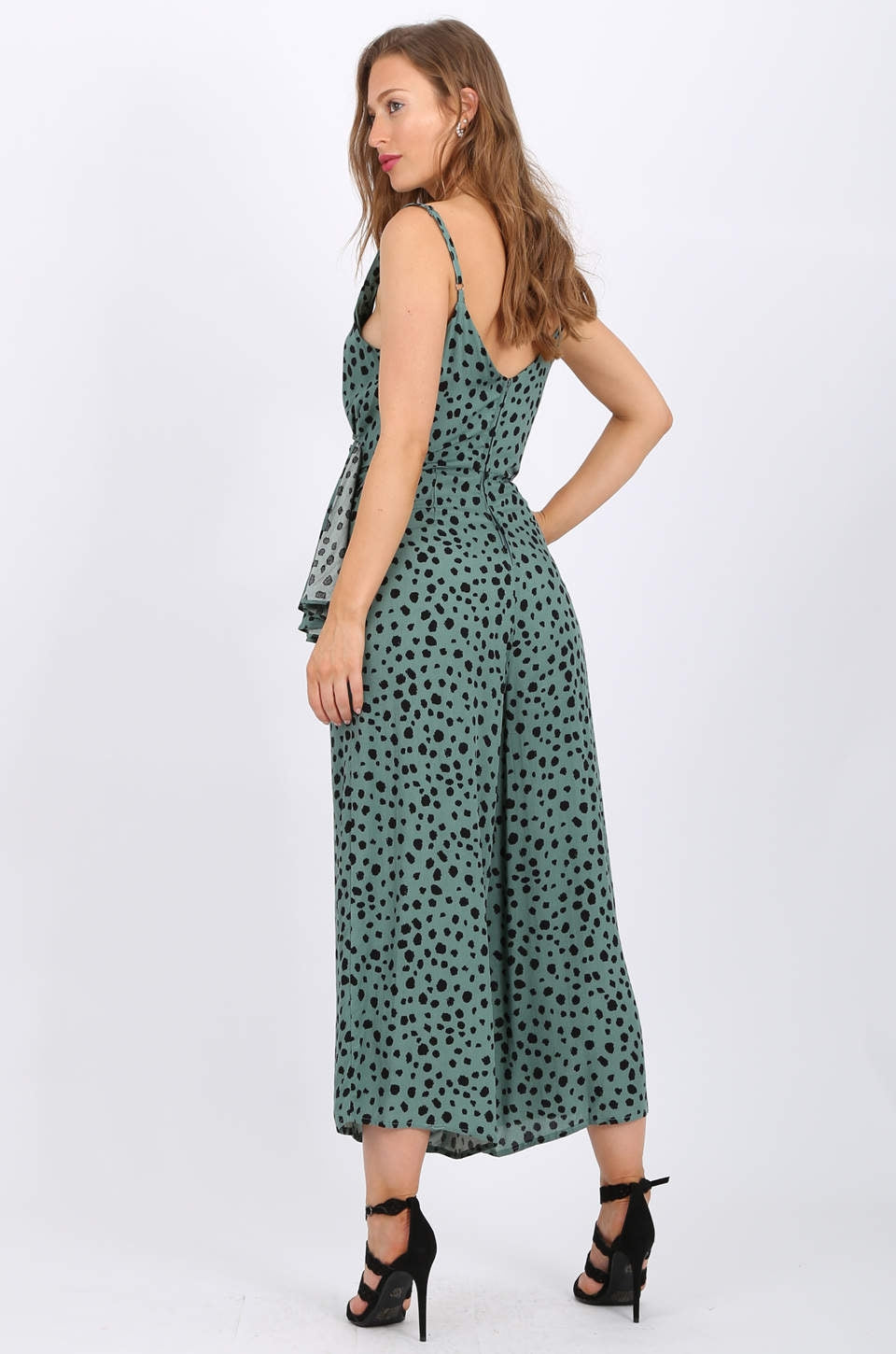 MISS PINKI Jade Jumpsuit in dalmatian print