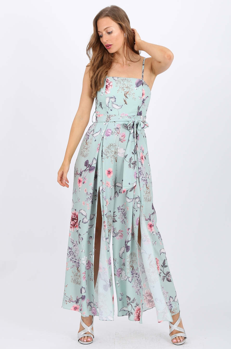 MISS PINKI Maria Maxi Jumpsuit in blue floral