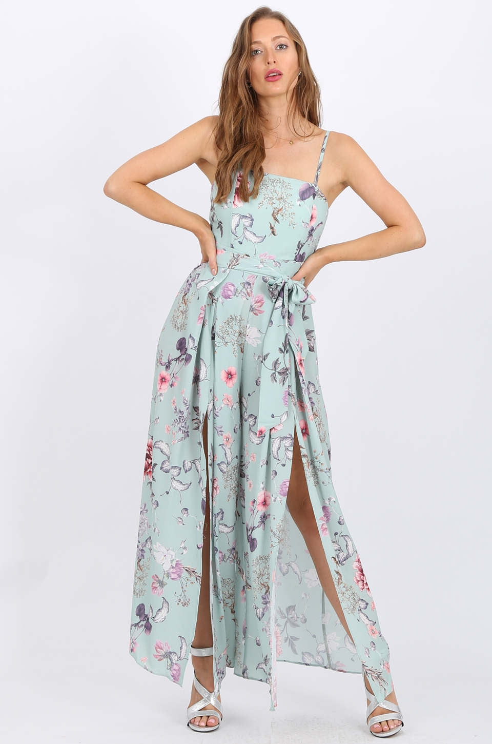 MISS PINKI Maria Maxi Jumpsuit in blue floral