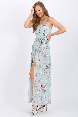 MISS PINKI Maria Maxi Jumpsuit in blue floral