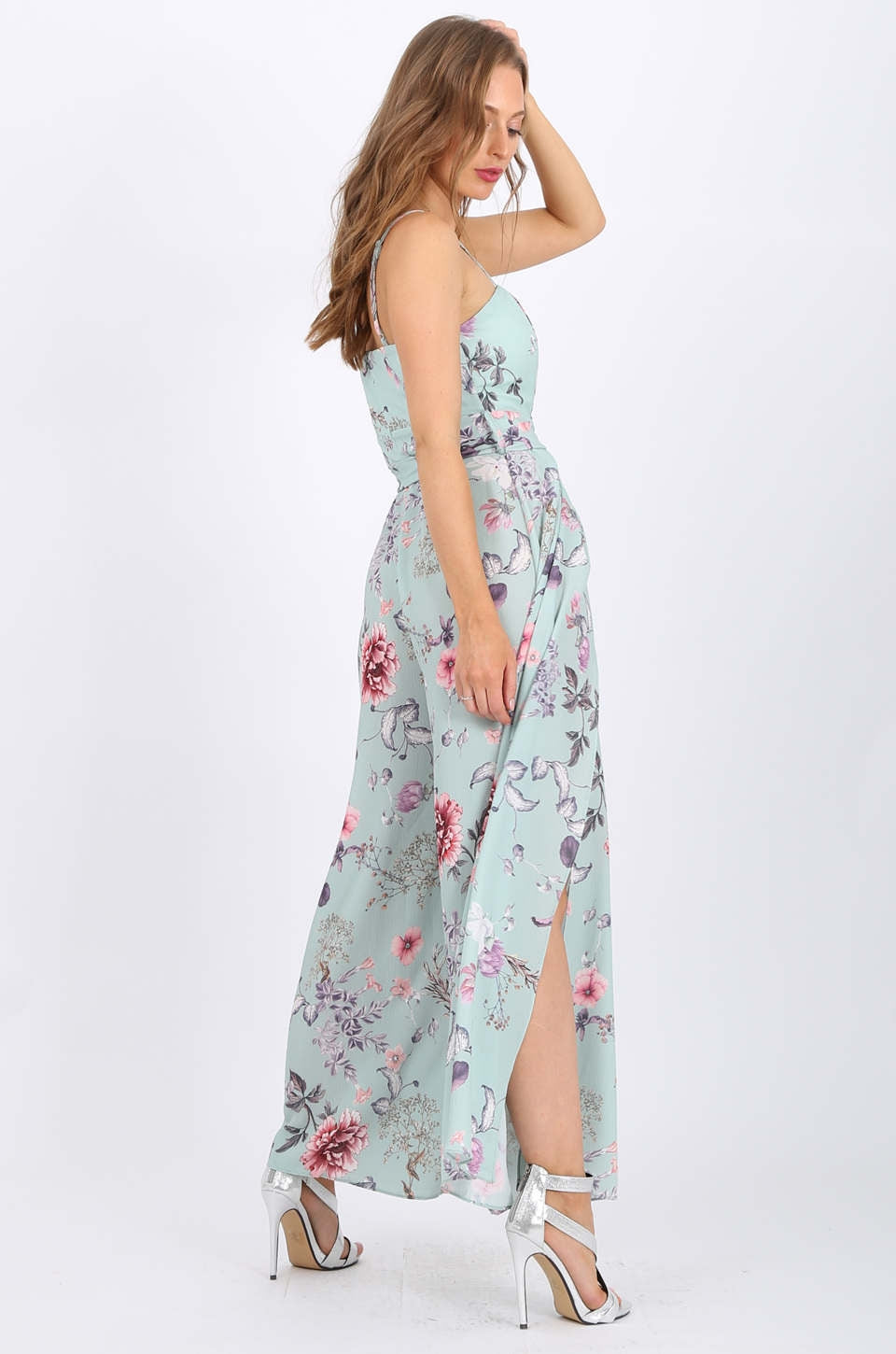 MISS PINKI Maria Maxi Jumpsuit in blue floral