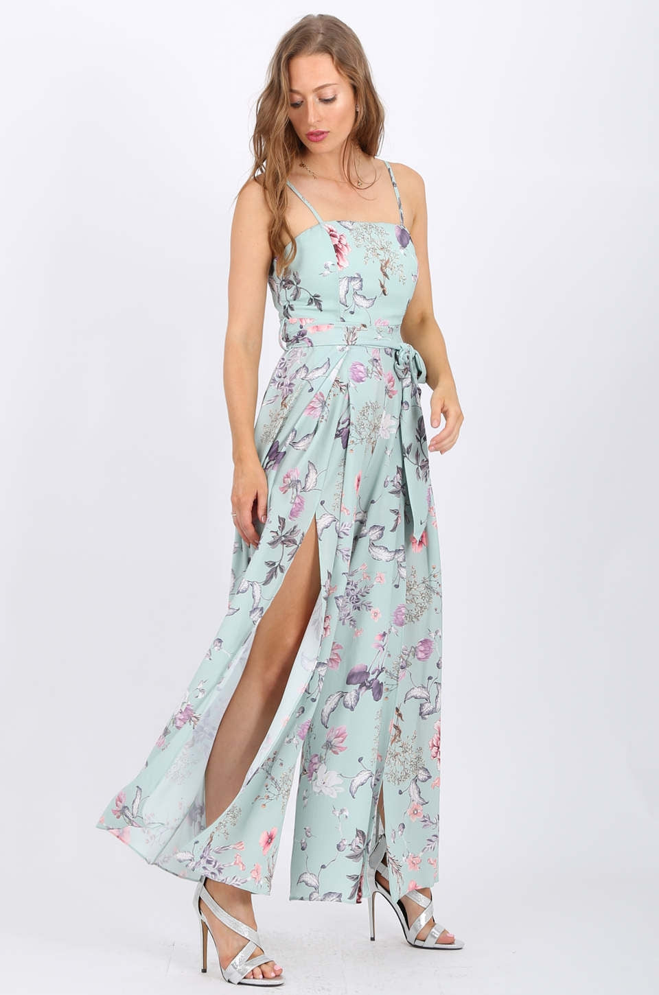 MISS PINKI Maria Maxi Jumpsuit in blue floral