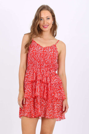 MISS PINKI Finlay Chiffon Dress in red