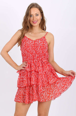 MISS PINKI Finlay Chiffon Dress in red