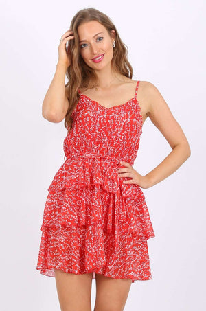 MISS PINKI Finlay Chiffon Dress in red