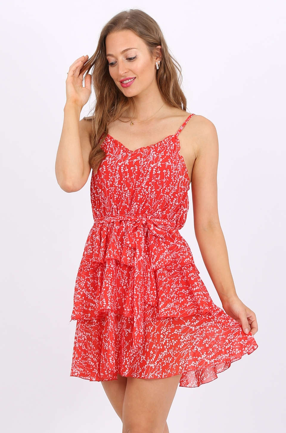 MISS PINKI Finlay Chiffon Dress in red