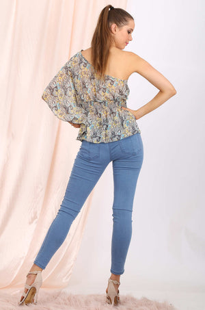 London chiffon top in grey print