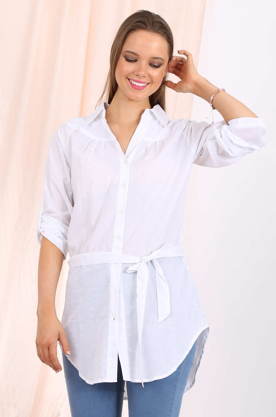 Callie long shirt in white