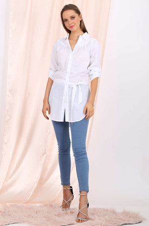 Callie long shirt in white