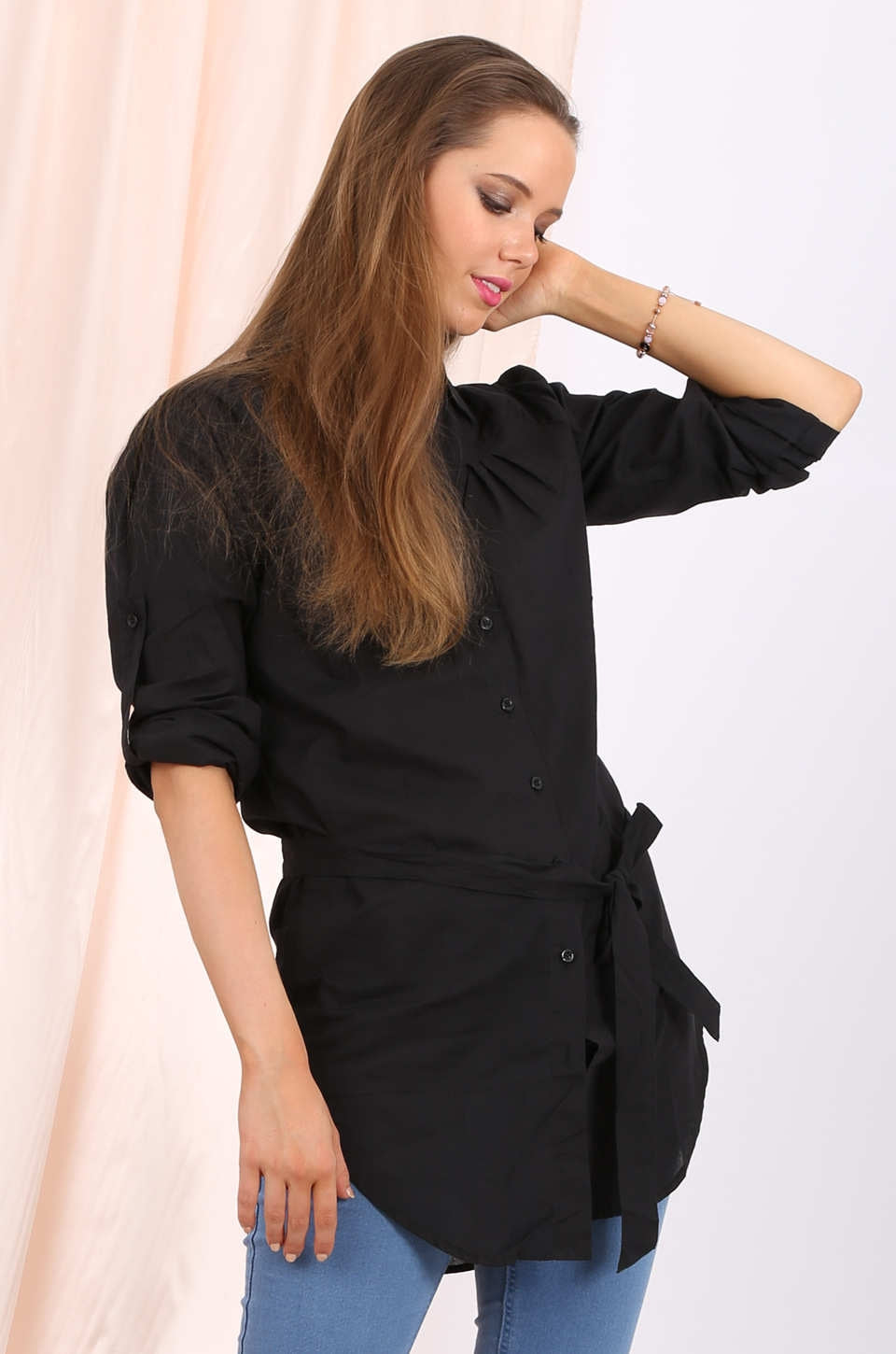 Callie long shirt in black