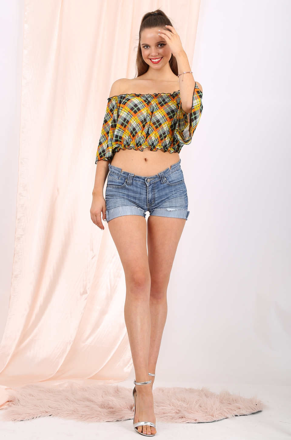 Makenna off shoulder chiffon top in yellow