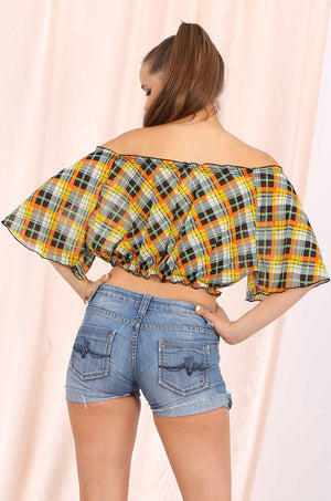 Makenna off shoulder chiffon top in yellow