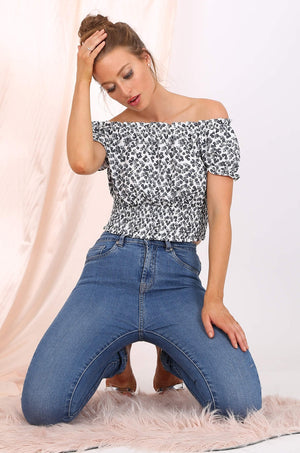 Willow off shoulder cropped top  in black