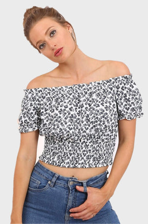 Willow off shoulder cropped top  in black