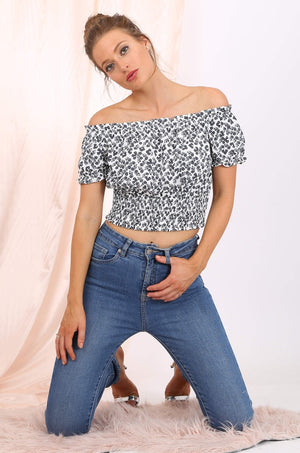 Willow off shoulder cropped top  in black