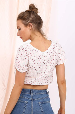 Trinity cropped top in red heart print