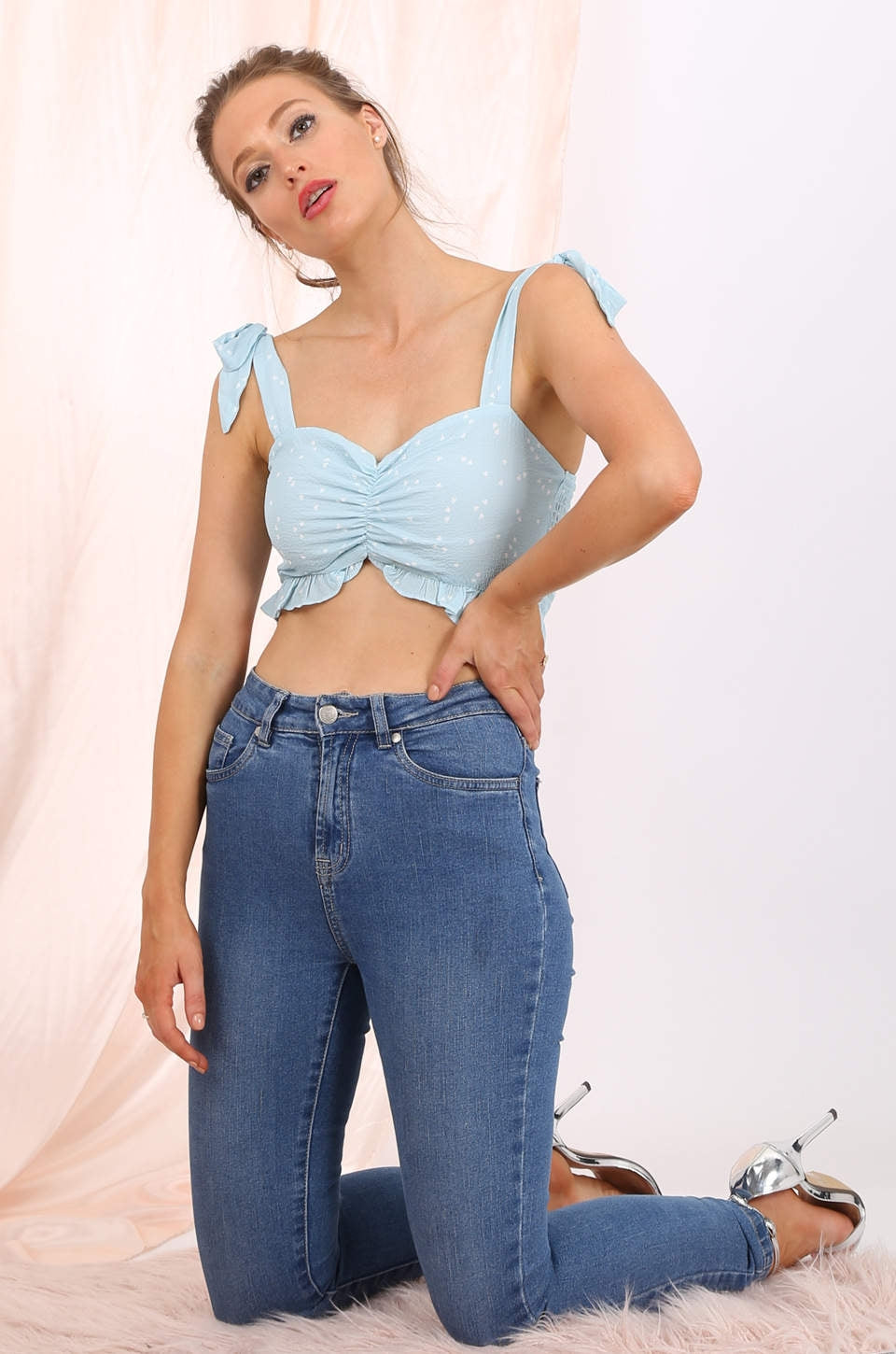 Sydney cropped top in powder blue