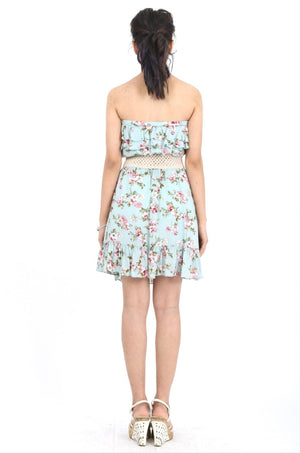MISS PINKI Leah boobtube floral dress in baby blue