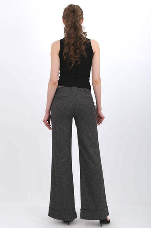 MISS PINKI Lena tailored vintage cuffed work pants in Charcoal