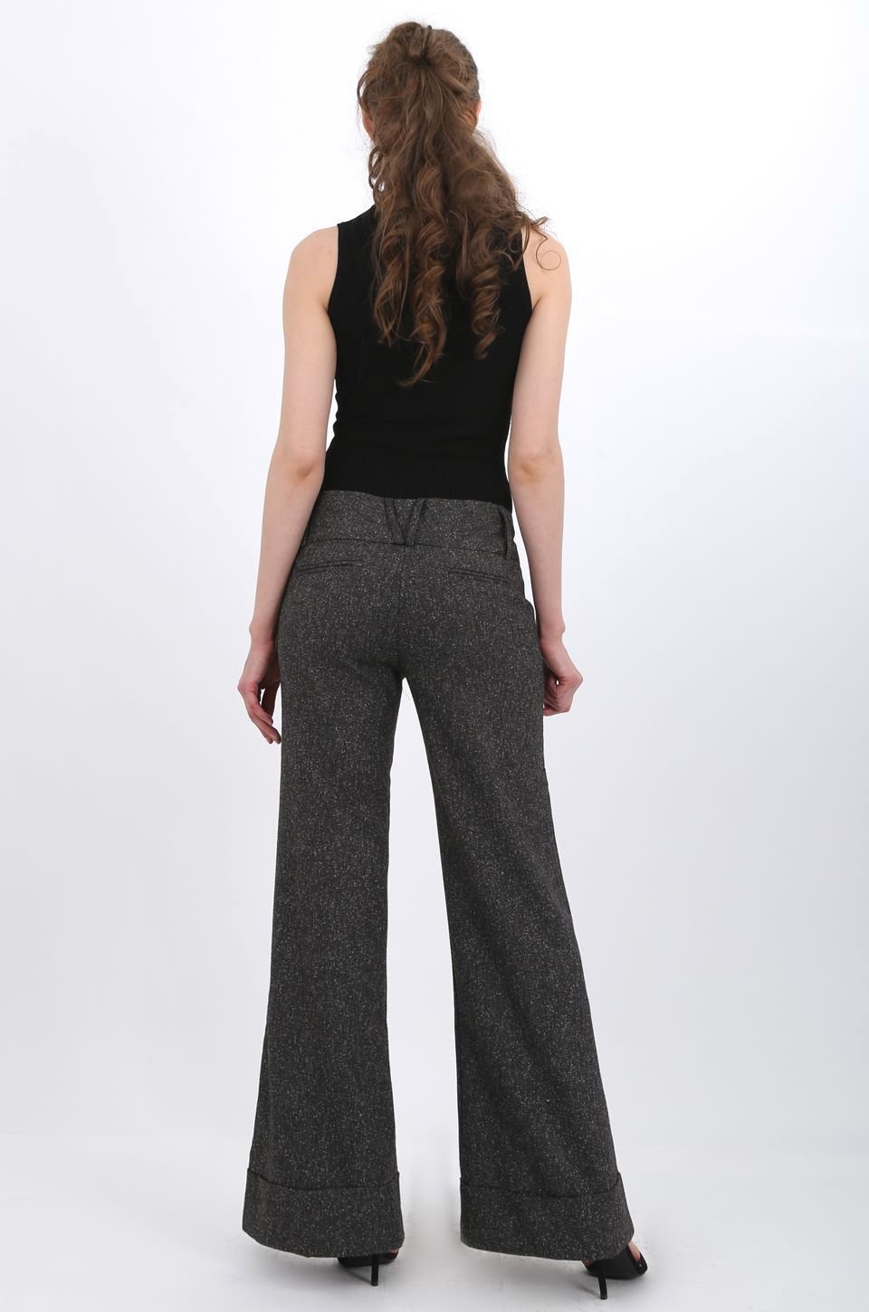 MISS PINKI Ayla tailored vintage cuffed work pants in Charcoal