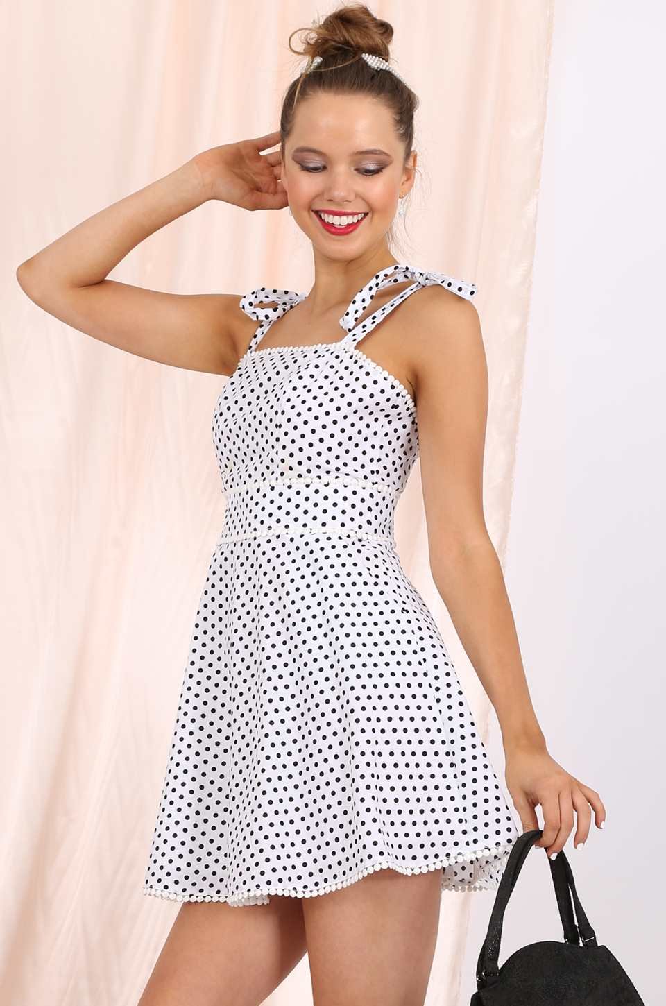 MISS PINKI Alyssa Polka Dots Dress skater dress mini dress in white