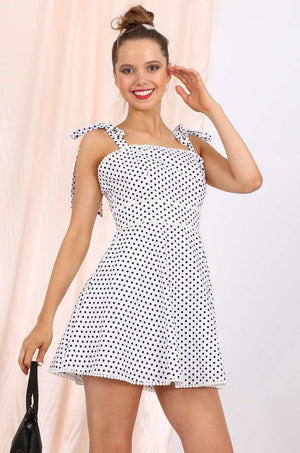MISS PINKI Alyssa Polka Dots Dress skater dress mini dress in white