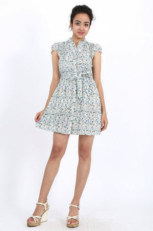 MISS PINKI Leila shirt dress mini dress in blue ditsy - Petite