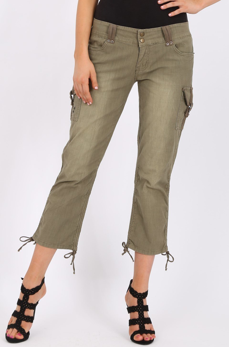 MISS PINKI Amy Cargo Pants in Olive