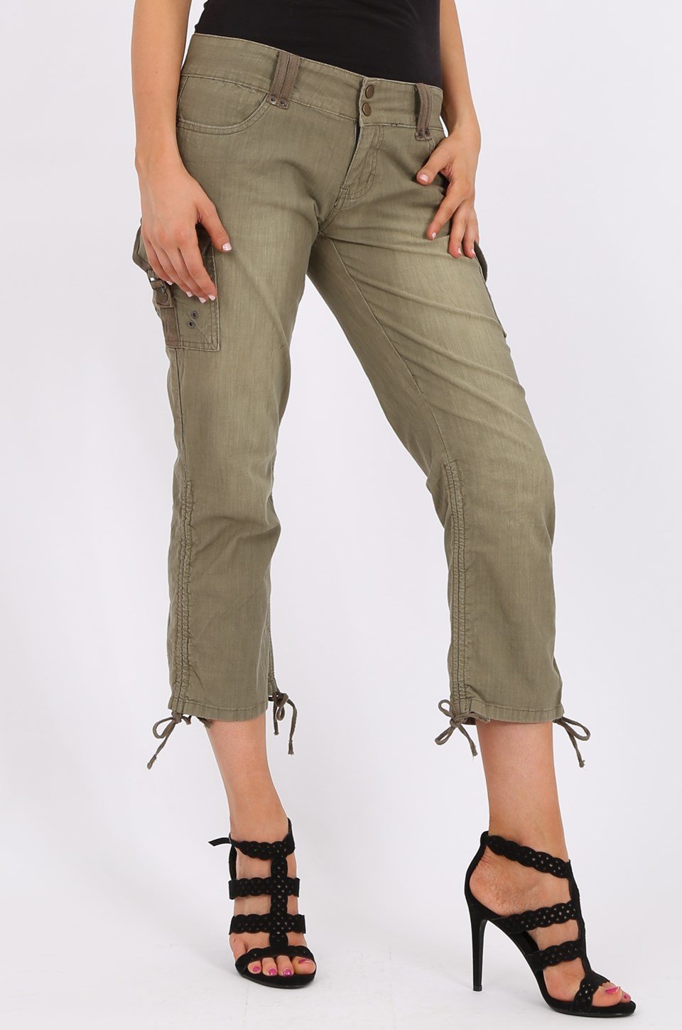 MISS PINKI Amy Cargo Pants in Olive