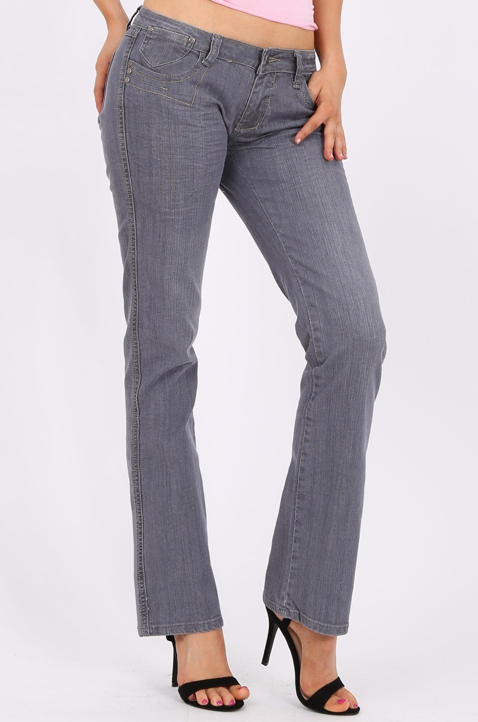 MISS PINKI River straight leg Jeans in grey