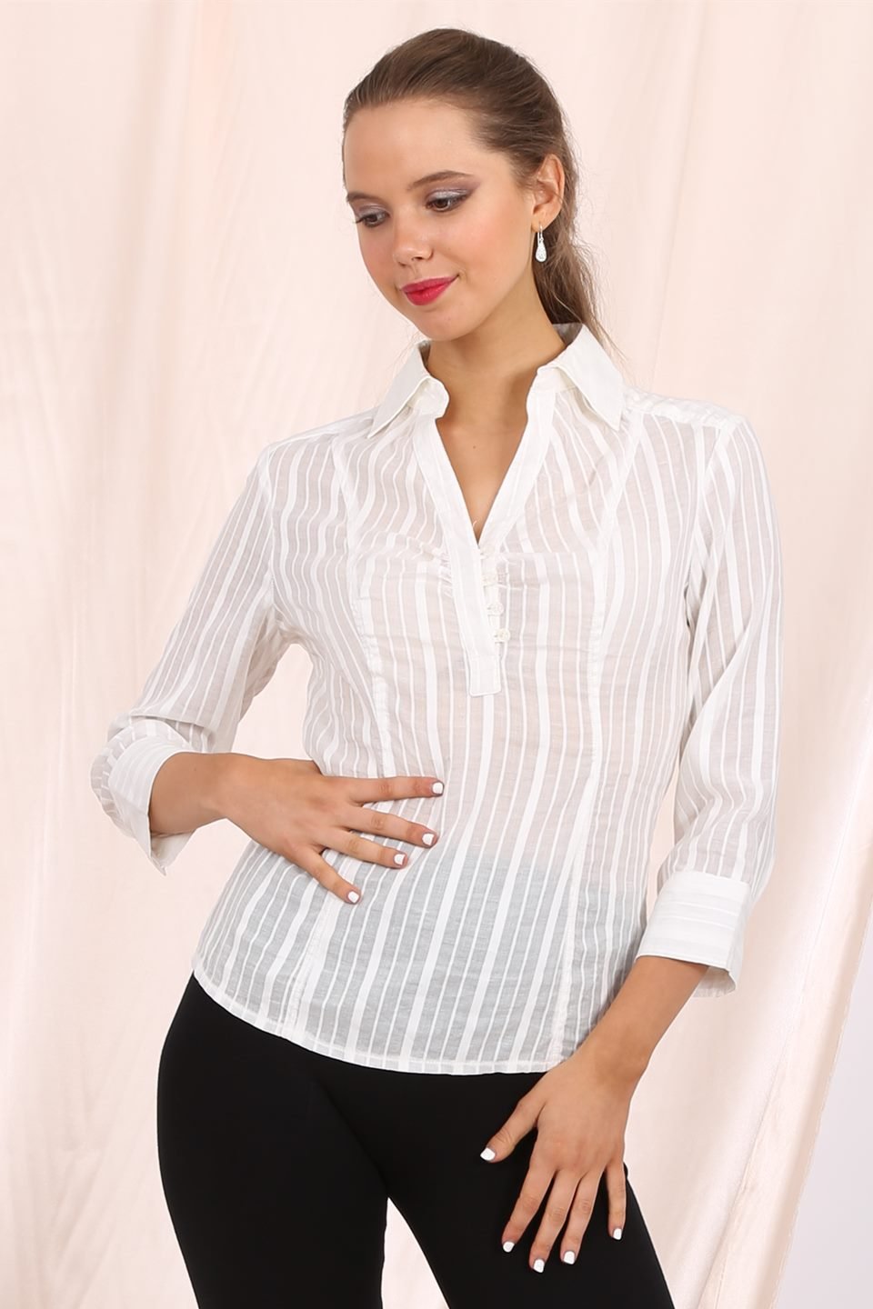 Blakely shirt in white stripe jacquard
