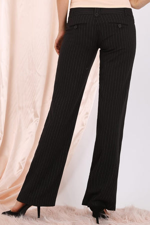 MISS PINKI Dakota tailored pinstripe work pants in black