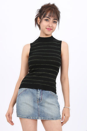 MISS PINKI Madelyn sleeveless knitwear top - black - high neck knitwear - Petite