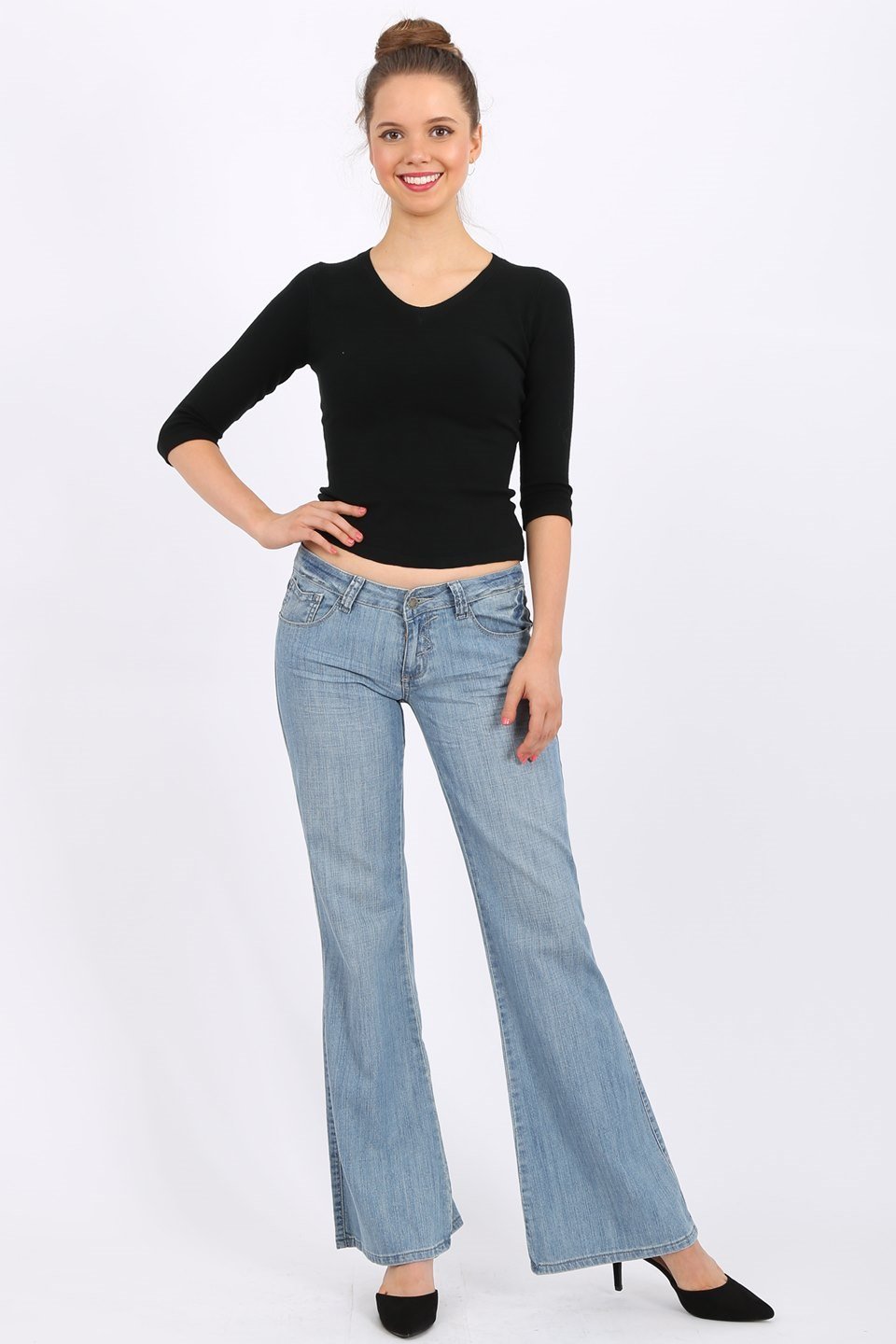 MISS PINKI Lily Wide leg jeans in light blue