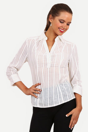 Blakely shirt in white stripe jacquard