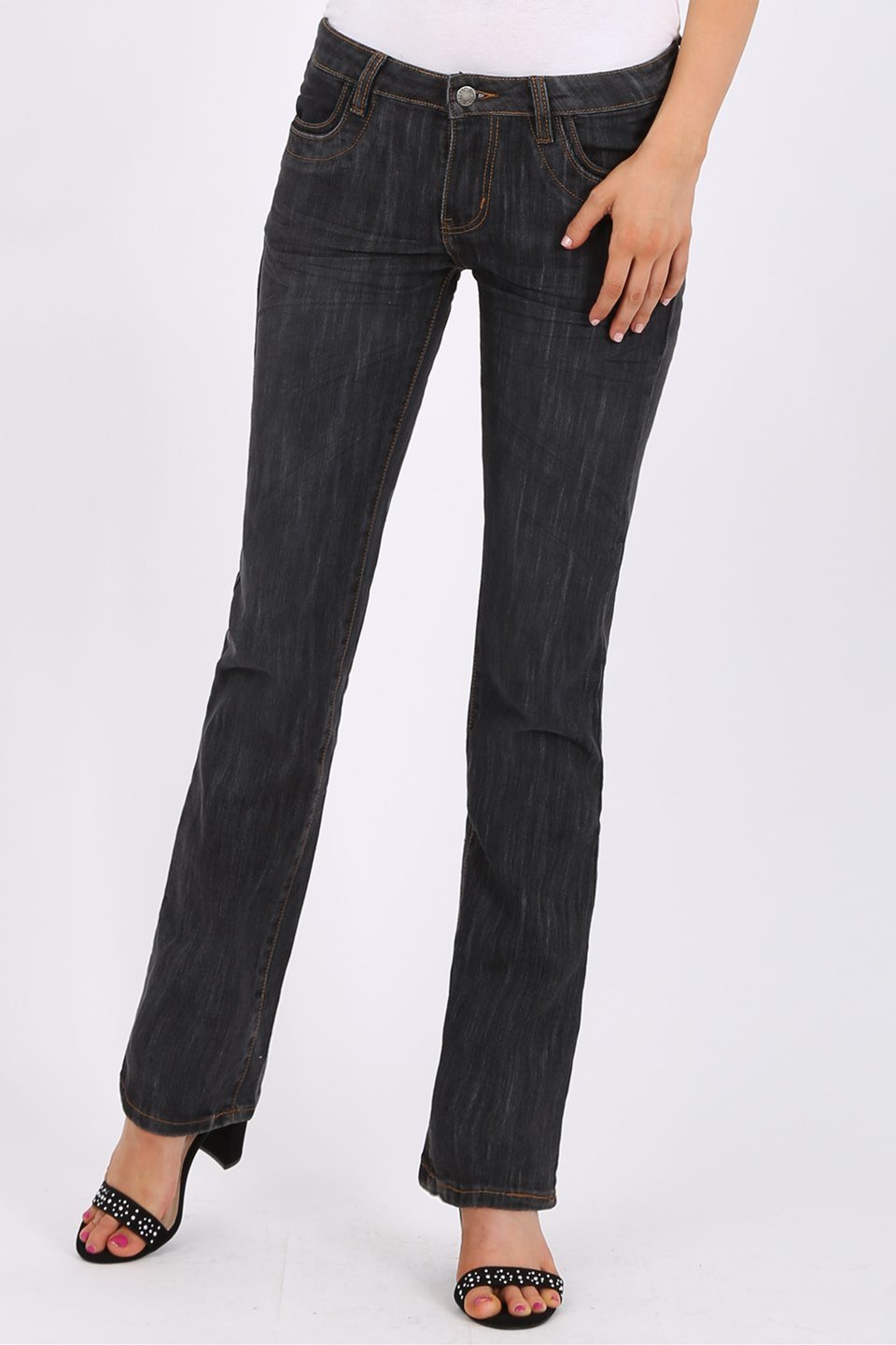 MISS PINKI Maia bootlegs Jeans in black wash