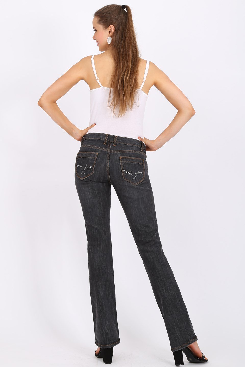 MISS PINKI Maia bootlegs Jeans in black wash