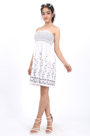 MISS PINKI Emilia boobtube sequin dress in white