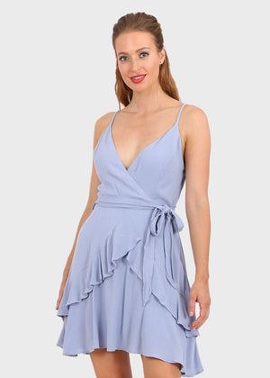 MISS PINKI Arabella Ruffle flare dress in babyblue