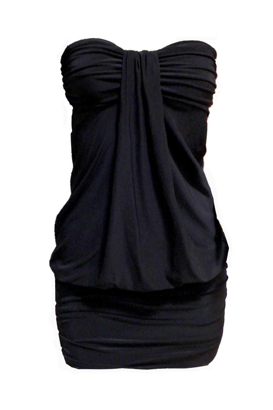 MISS PINKI Amber bandeau party mini dress in slinky knit fabric - black