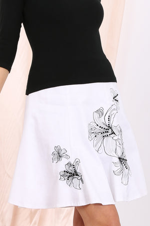 MISS PINKI Sabrina Flare skirt in white