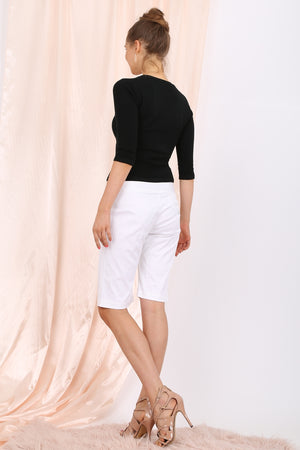 MISS PINKI Serena Cropped Pants in White